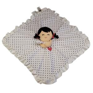 Carters Baby Blanket Lovey Little Girl Dark Hair White Baby Blanket Lovie